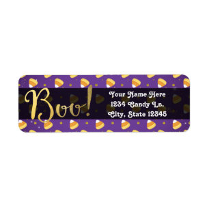 Étiquette Bonbons violets en forme de maïs et pois dorés Hal