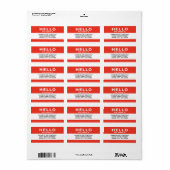 Étiquette bonjour mon nom est : (Feuille entière)