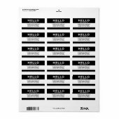 Étiquette bonjour mon nom est : (Feuille entière)