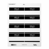 Étiquette BONJOUR mon nom est (Feuille entière)