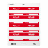 Étiquette Bonjour Mon Nom Est.... badge / autocollant / étiq (Feuille entière)