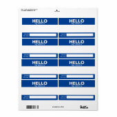 Étiquette Bonjour Mon Nom Est.... badge / autocollant / étiq (Feuille entière)