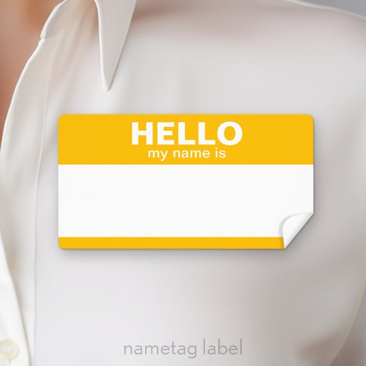 Étiquette Bonjour mon nom est — jaune doré classique