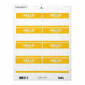 Étiquette Bonjour mon nom est — jaune doré classique (Feuille entière)