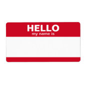 Étiquette Bonjour mon nom — rouge classique (Devant)
