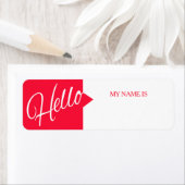 Étiquette Bonjour salutations introduction nom rouge étiquet (En situation)