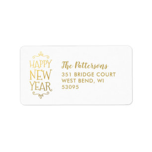 Étiquette Bonne année Faux Foil Retour Adresse