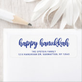 Étiquette Bonne Hanoukka Modern Blue Holiday Adresse de reto (En situation)