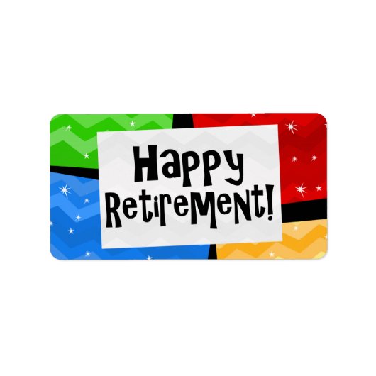 Étiquette Bonne retraite, Partie Carré de couleur primaire (Devant)