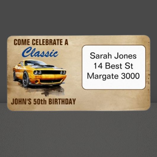 Étiquette Bonne voiture de 50e anniversaire classique