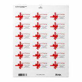 Étiquette Bonnes Fêtes à ruban rouge (Feuille entière)