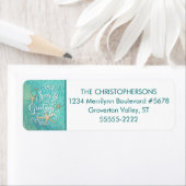 Étiquette Bonnes Fêtes d'aquarelle tropicale (En situation)