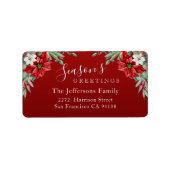Étiquette Bonnes Fêtes Poinsettia Noël rouge (Devant)