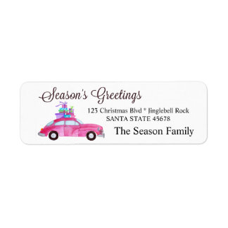 Étiquette Bonnes Fêtes Voitures et cadeaux de Noël