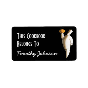 Étiquette Bookplate Ex Libris Nom Chef Cookbook Appartient À