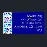 Étiquette Boomerangs rétro<br><div class="desc">Retro Hanoukka blue boomerangs grande adresse étiquettes d'expédition. Vous pouvez customiser la couleur et le texte de l'Arrière - plan.</div>