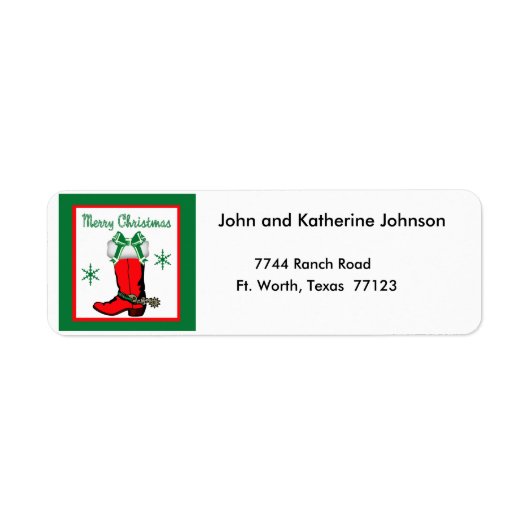 Étiquette Boot Boot de Noël de Noël de l'Ouest Joyeux Noël (Devant)