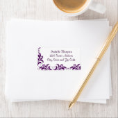 Étiquette Bordure chic pourpre Damask (En situation)