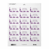 Étiquette Bordure chic pourpre Damask (Feuille entière)