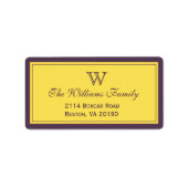 Étiquette Bordure classique violet et or (Devant)