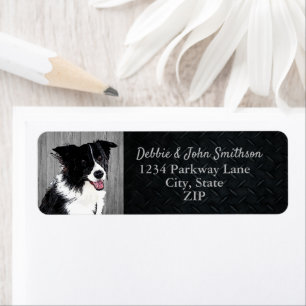 Étiquette Bordure Collie Chien Retourner Adresse Animal Cute