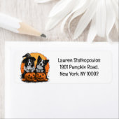 Étiquette Bordure Collie Chiens Halloween Jack O Lanterns (En situation)
