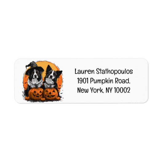 Étiquette Bordure Collie Chiens Halloween Jack O Lanterns (Devant)