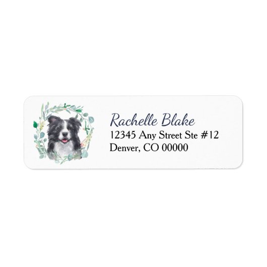 Étiquette Bordure Collie Dog Wreath Adresse de retour (Devant)