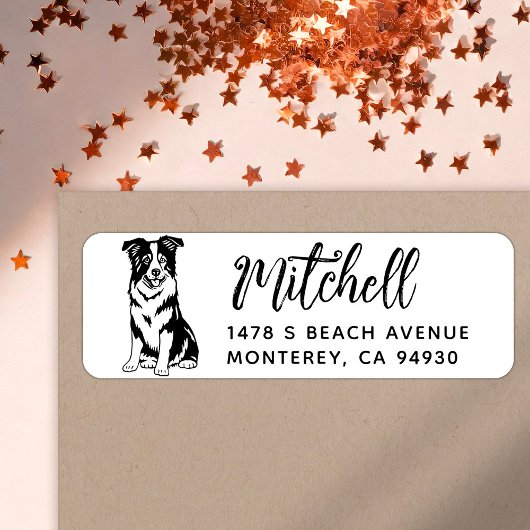 Étiquette Bordure Collie Propriétaire Adresse de retour Chie