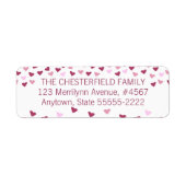 Étiquette Bordure de cœurs roses et fushia (Devant)