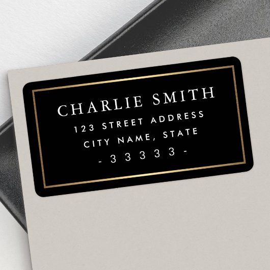 Étiquette Bordure de dégradé doré noir grande adresse de ret