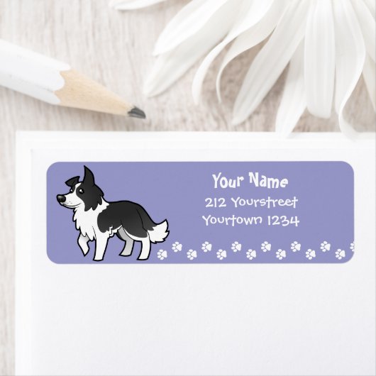 Étiquette Bordure de dessin Collie (En situation)