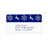 Étiquette Bordure de flocon de neige de rennes d'argent (Devant)