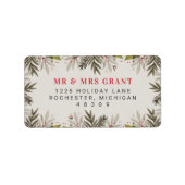 Étiquette Bordure de verdure élégante de Noël Adresse de vac (Devant)