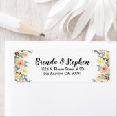 Étiquette Bordure des fleurs d'aquarelles (En situation)