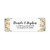 Étiquette Bordure des fleurs d'aquarelles (Devant)