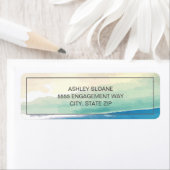 Étiquette Bordure d'océan à l'aquarelle bleu-vert (En situation)