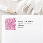 Étiquette Bordure en dentelle rose Faux Adresse de retour (En situation)