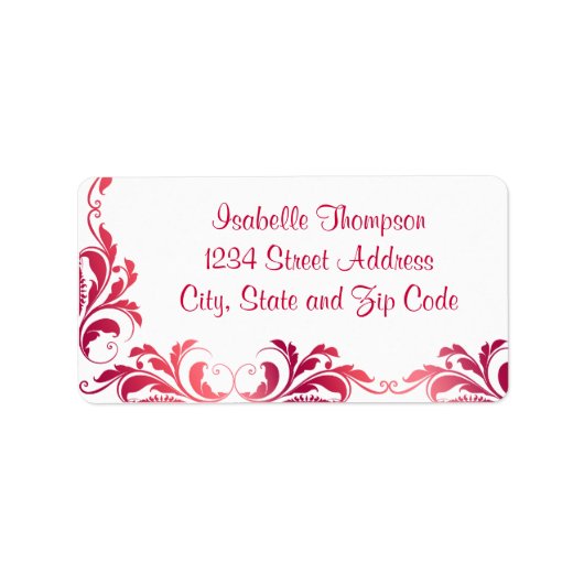 Étiquette Bordure fleurie Chic Rose Damask (Devant)