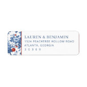 Étiquette Bordure Florale Bleue Élégante (Devant)