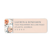 Étiquette Bordure Florale Élégante de Pêcher (Devant)