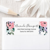 Étiquette Bordure florale rose violet et vert (En situation)