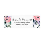 Étiquette Bordure florale rose violet et vert (Devant)