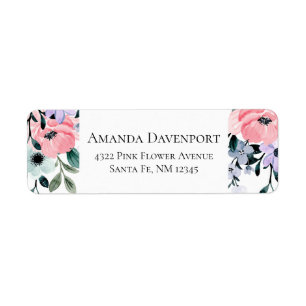 Étiquette Bordure florale rose violet et vert