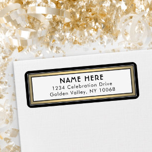 Étiquette Bordure moderne Black Gold et White Adresse de ret