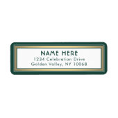 Étiquette Bordure moderne Vert or et blanc Adresse de retour (Devant)