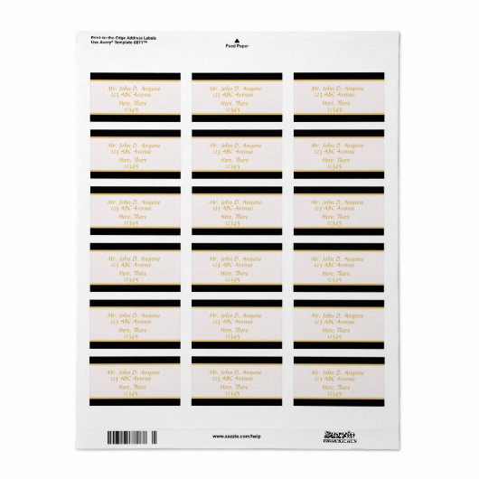 Étiquette Bordure noire et or (Feuille entière)