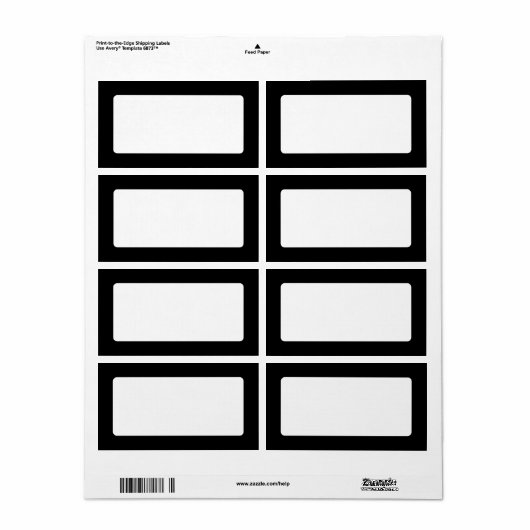 Étiquette Bordure noire solide vide (Feuille entière)
