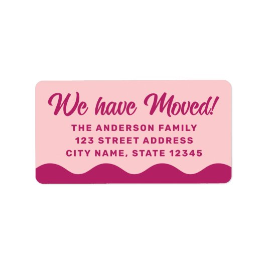 Étiquette Bordure ondulée rose bordeaux déplacement adresse  (Devant)