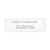 Étiquette Bordure or mince simple sur blanc Adresse de retou (Devant)